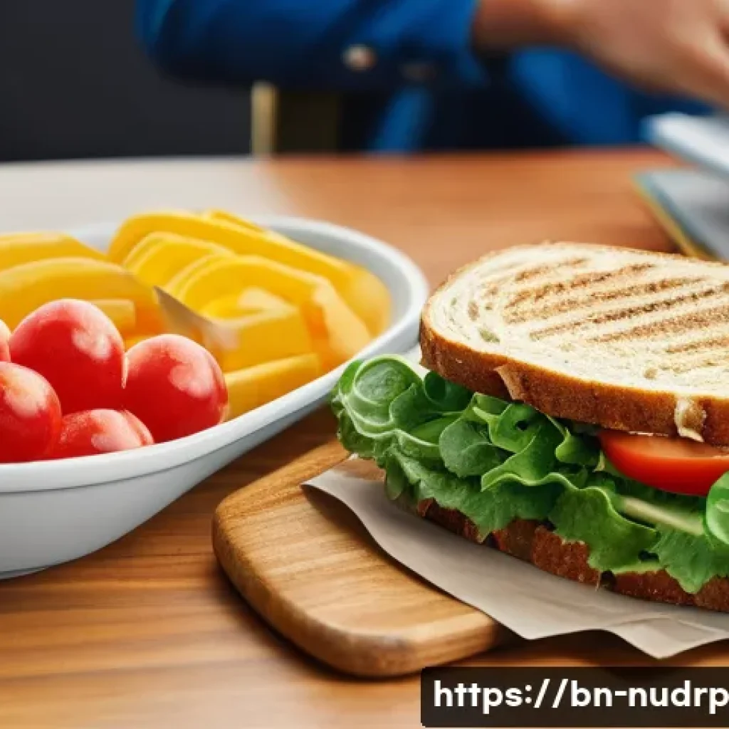 최고의 에너지 수준을 위한 점심 식사 아이디어 - Image Prompt 1: Overcoming the Midday Slump with a Healthy Lunch**